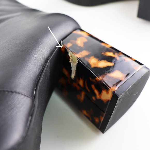 NWT Sol Sana Cecile Bootie Black Leather Ankle Boot Tortoise Heel 40 / 10 - Picture 10 of 12